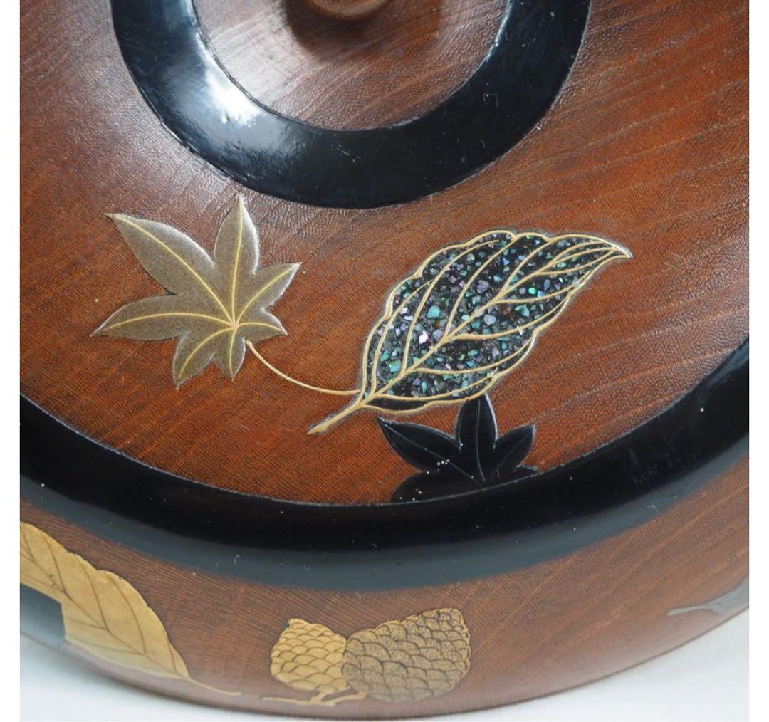 送料無料　時代物　高金蒔絵螺鈿菓子器/喰籠/蓋物　名工作品　秀逸作