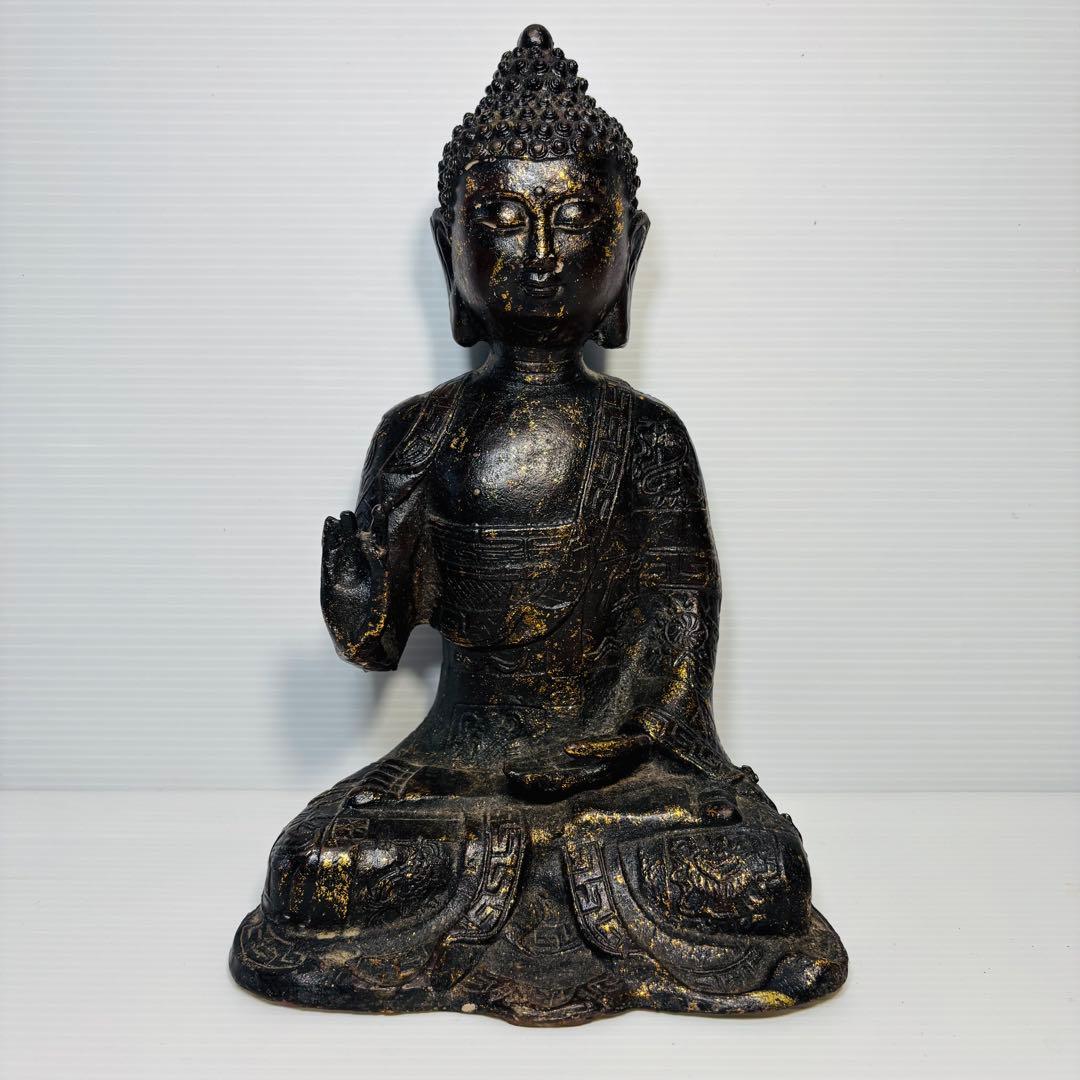 鍍金仏座像 中国古玩 仏教美術 仏像 佛 置物 骨董品 時代品 美術品