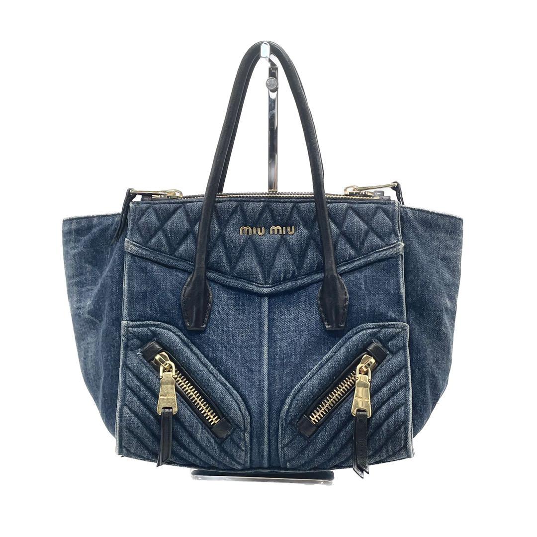 【mh】miu miu ハンドバッグ バイカー 2way バック デニム柄