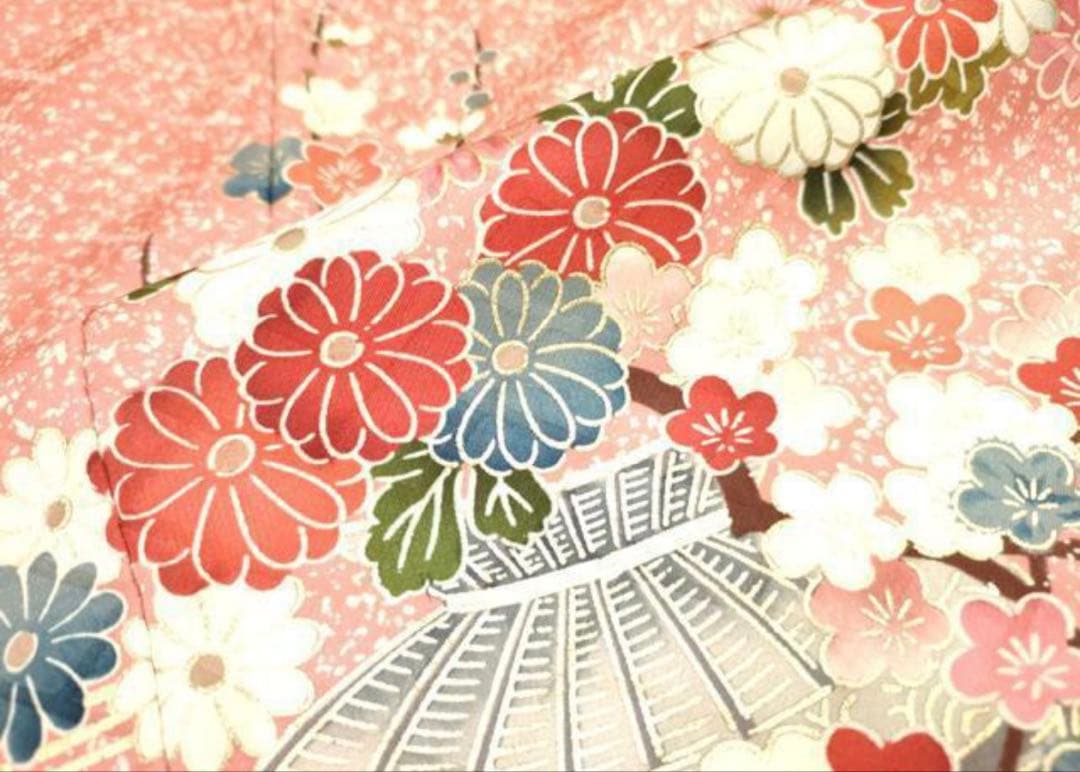 振袖 フルセット6点サイズS〜M 花車文　金彩　正絹