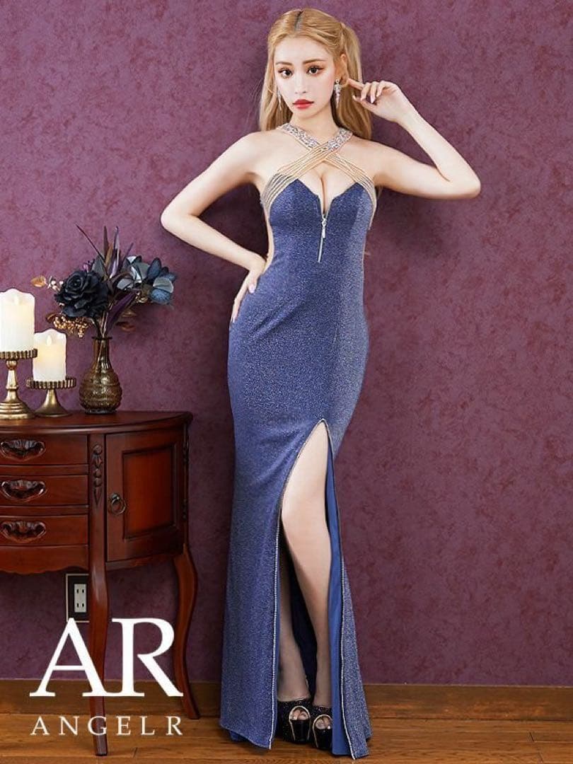AR ANGELR ネイビー スリットドレス