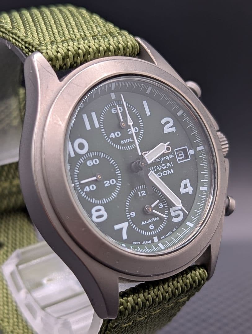 SEIKO セイコー クロノグラフ チタン 7T62-0BZ0 ミリタリー