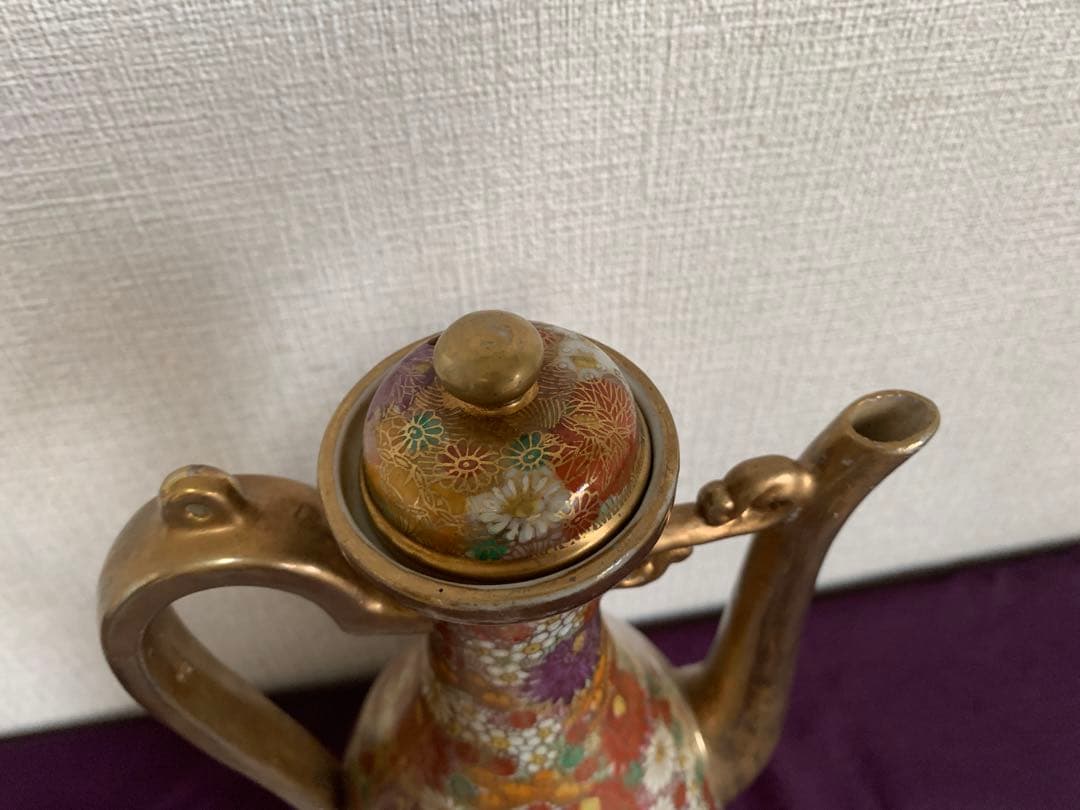 薩摩 色絵金彩 花詰 水注 時代