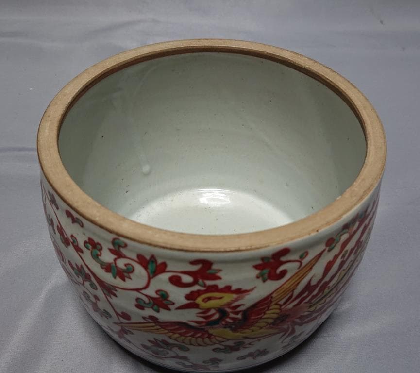 コレクター収集品　ベトナム　安南　赤絵鳳凰紋　水指