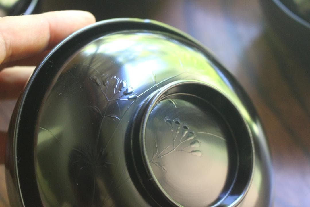 絵柄選択可！風情ある秋草闇蒔絵に見返虫蒔絵のお椀5点（検輪島塗蒔絵椀雑煮椀