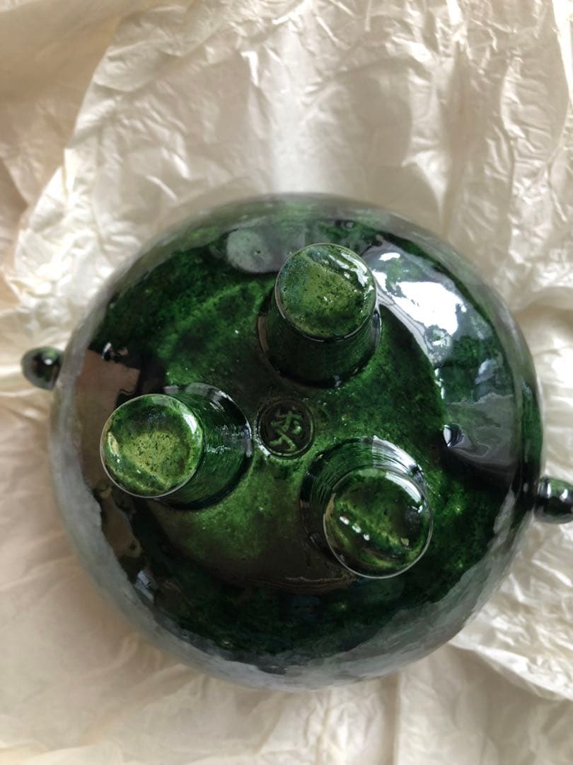 青釉　香炉　平安楽入作　共箱入