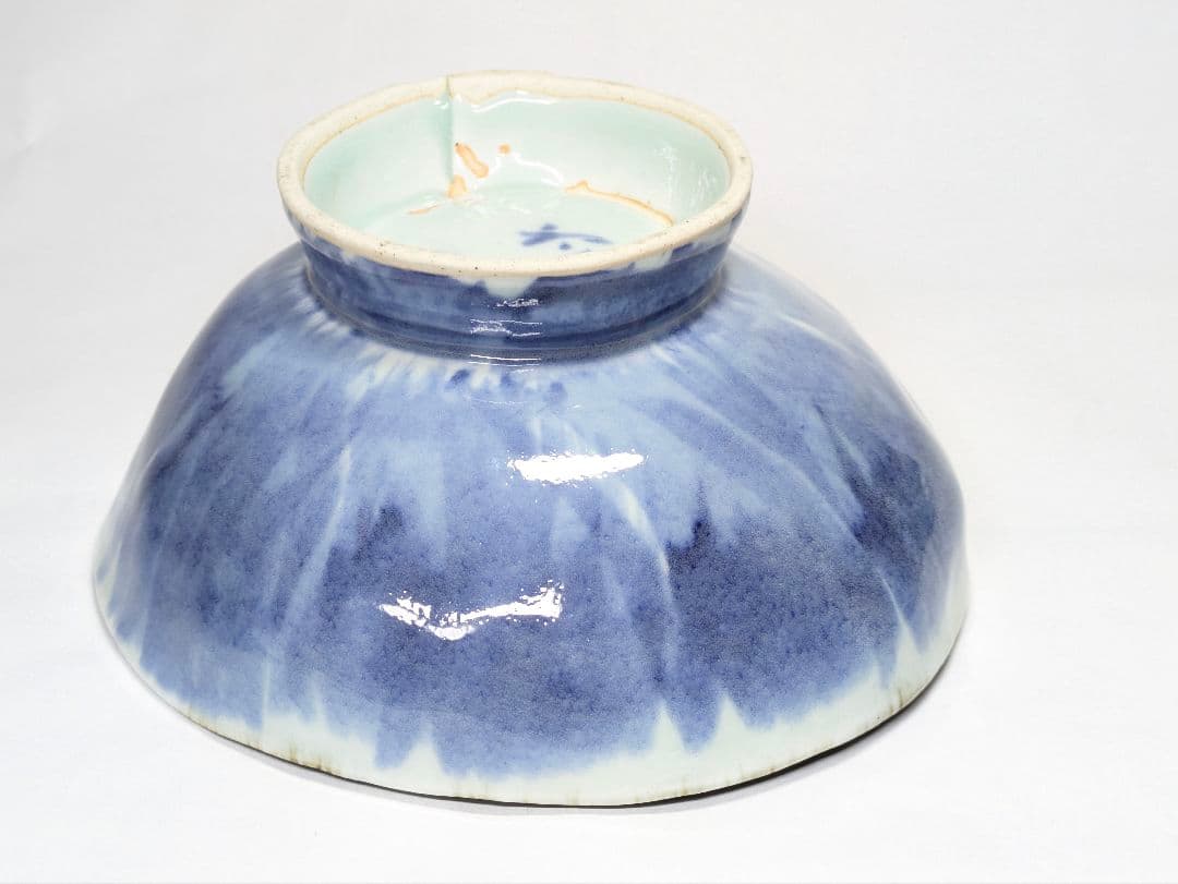 斉山窯 太田恵 作 染付 蟹文 鉢 口径約20cm