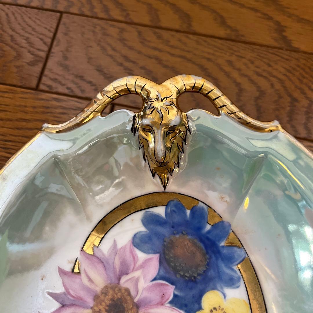 最終処超レアオールドノリタケ山羊持ち手フィギュア変形ボウルラスターM JAPAN