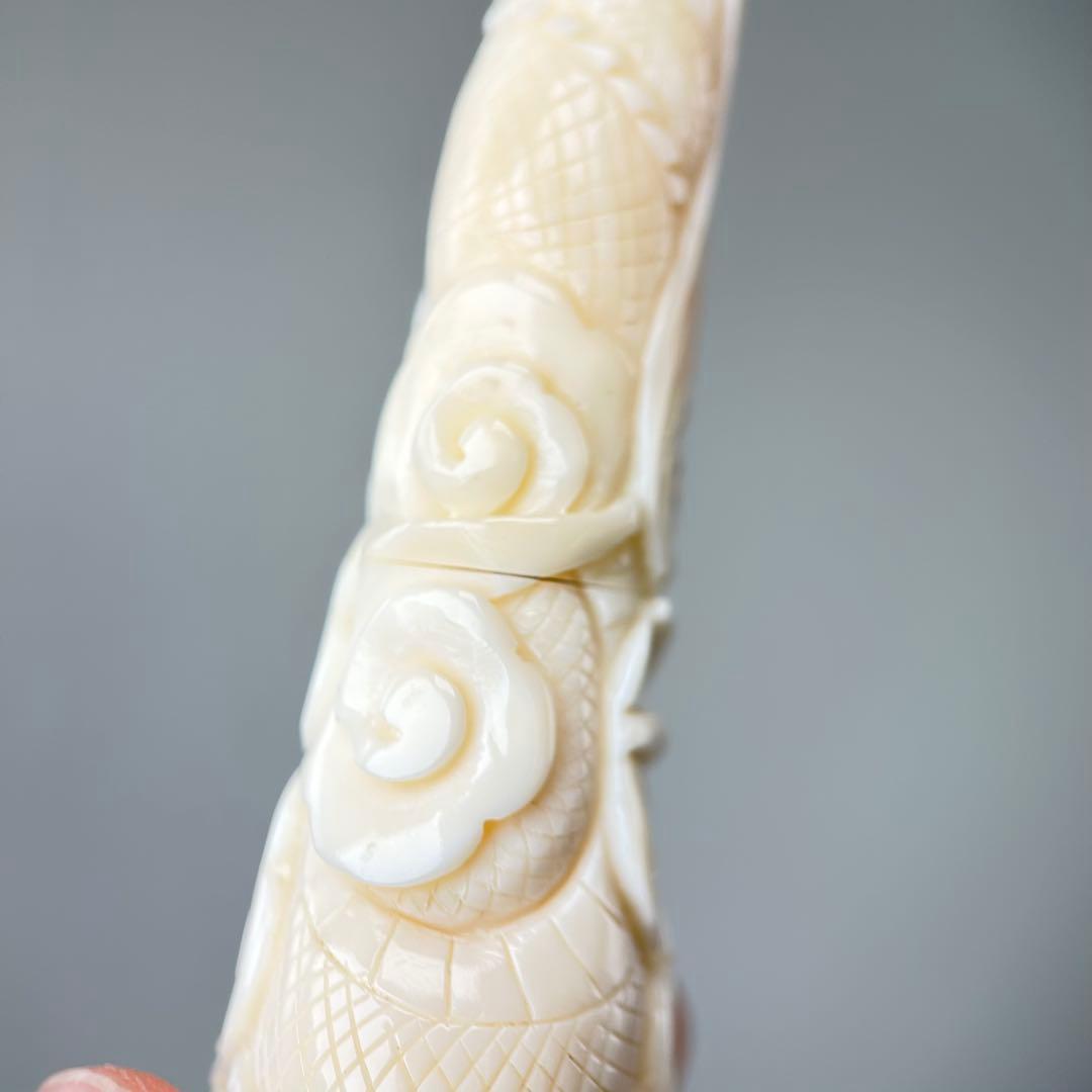 鯨歯製　彫刻入り　煙管（キセル）部品／煙草パイプ用マウスピース