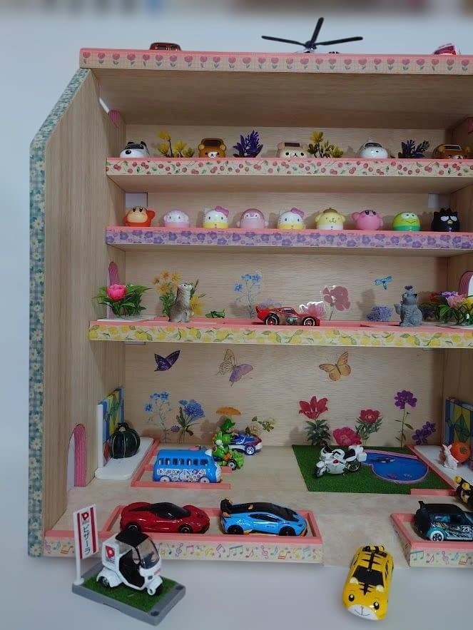 トミカ木製手作り駐車場（スモ－ルピンク）SP02