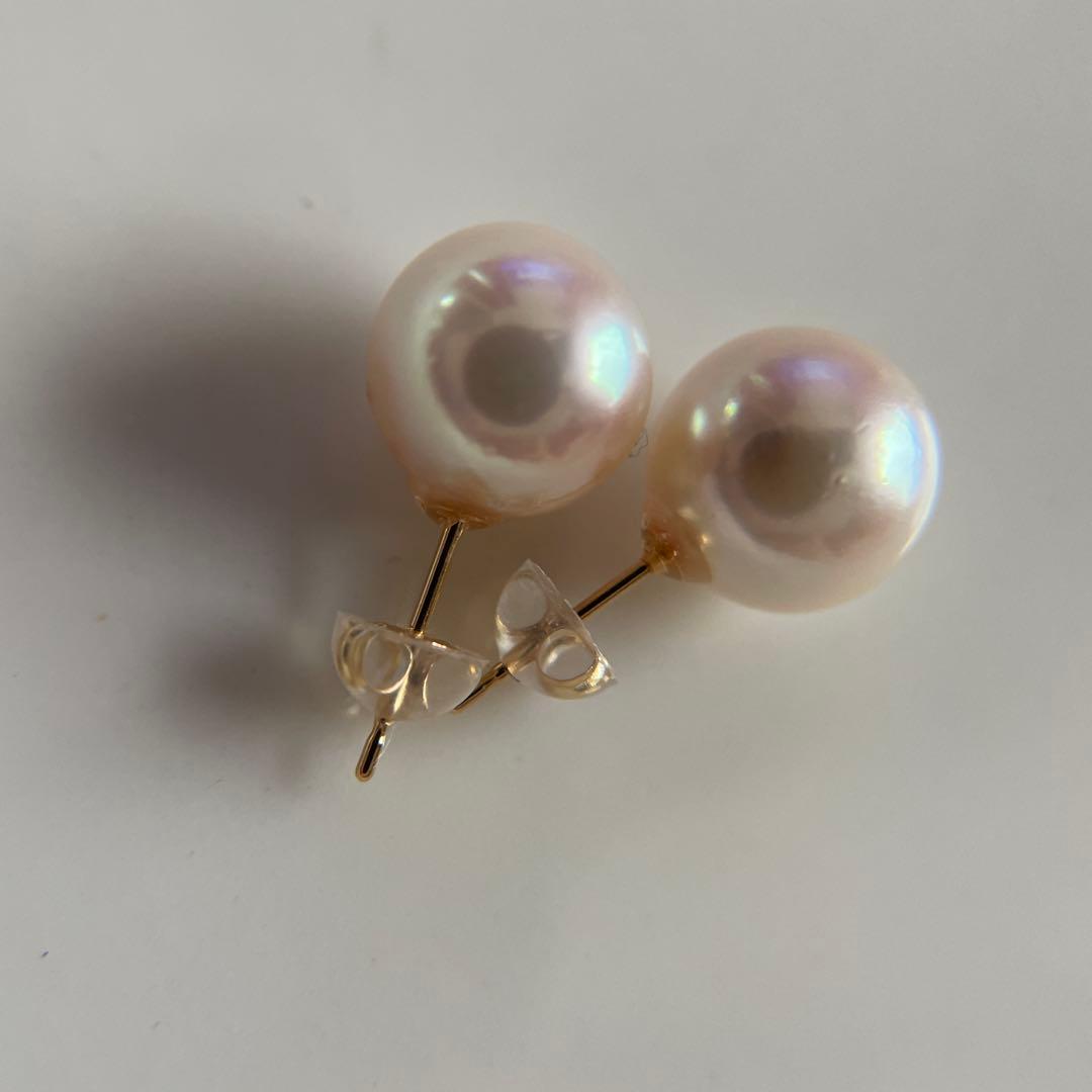 上質 宇和島産 あこや本真珠 越物 パール ピアス K18製　イエローゴールド