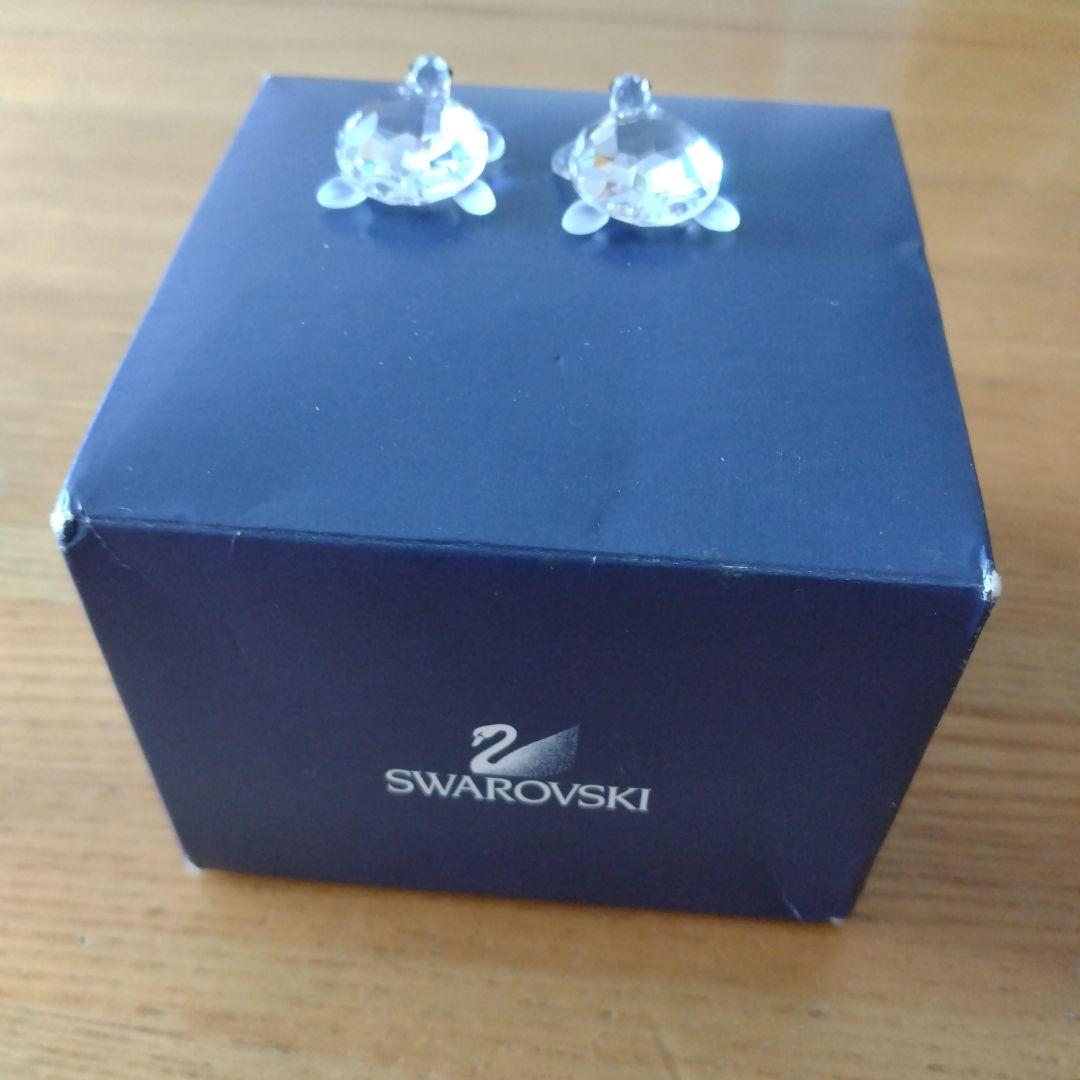 【SWAROVSKI】子亀の置物　２個セット（説明書、お買上証明書、台座の鏡付）