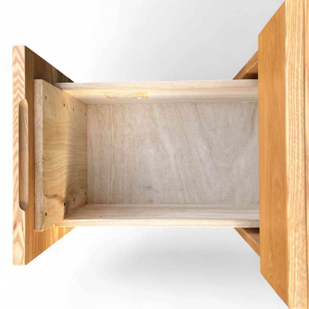 天然木 無垢材 デスクキャビネット オーク材 キャスター付き