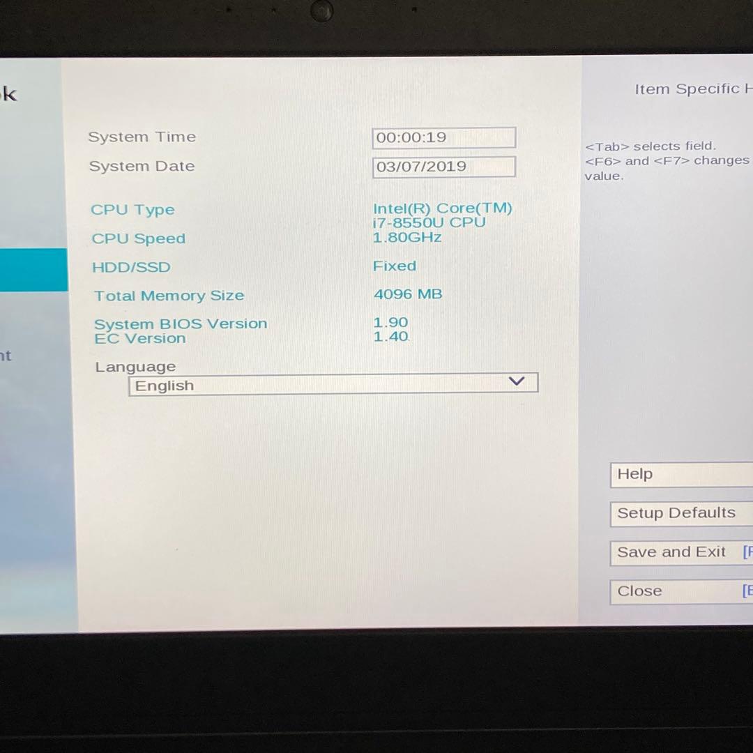 起動確認済みジャンク 8世代i7 dynabook