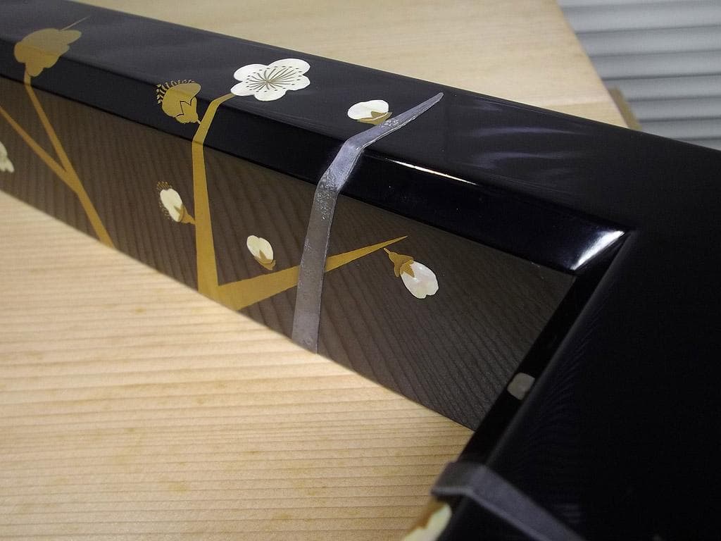 平安宗章作 槍梅蒔絵 炉縁 尋牛斎家元（久田宗也） 茶道具