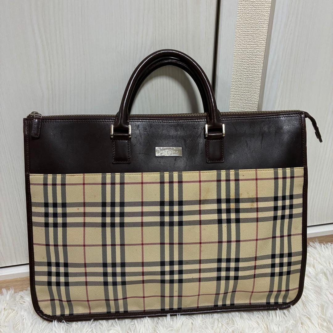 バーバリー　ビジネスバッグ　トートバッグ　ノバチェック　ロゴプレート　A4
