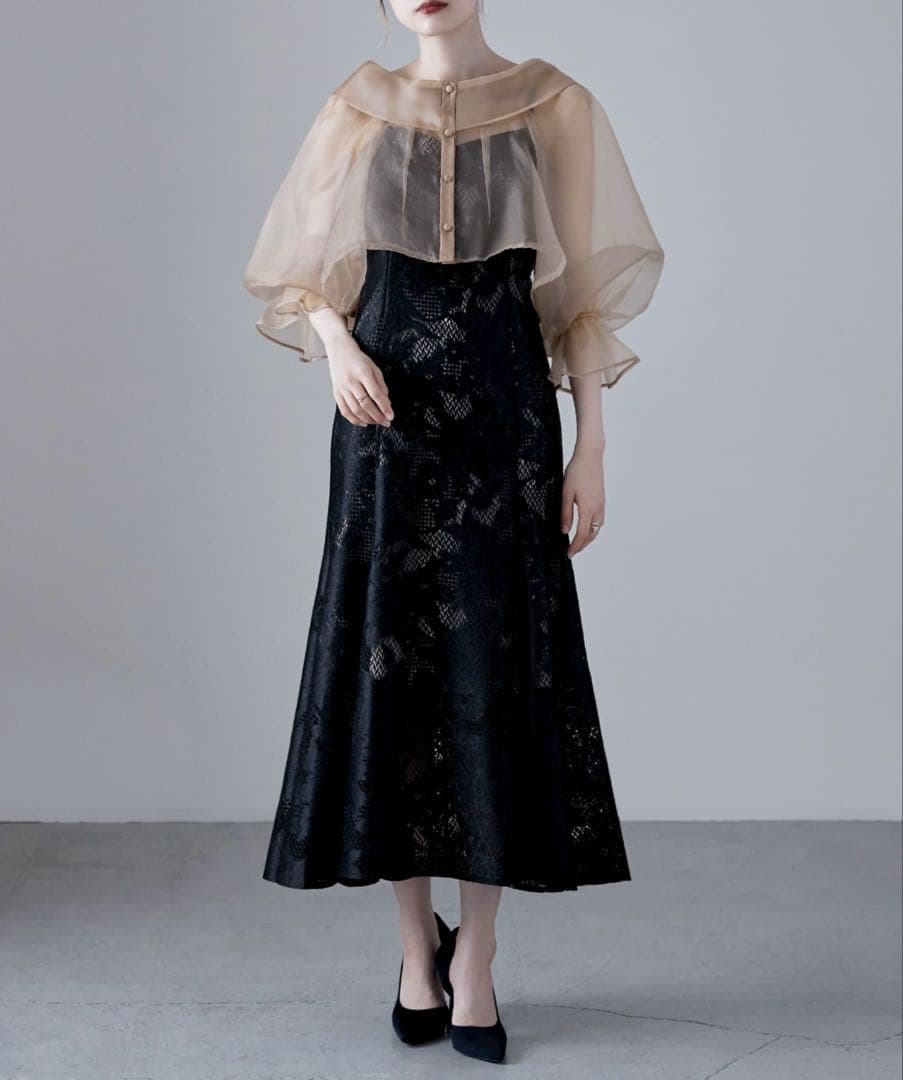 【etoll.】シアーブラウス&マーメイドキャミソールパーティードレス