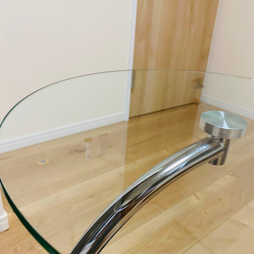 【美品】　クリア　ガラス天板　モダン　スタイリッシュ　サイドテーブル　あずま工芸