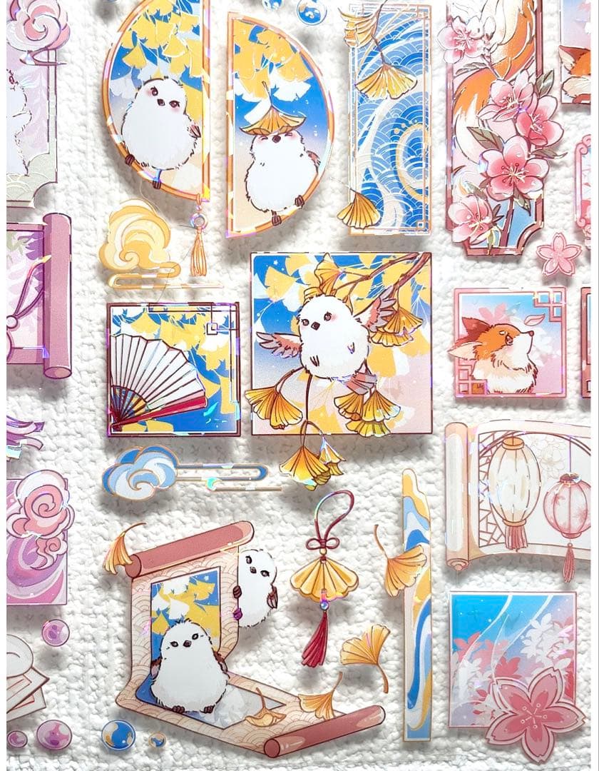 370円【KN207】海外PET（貝殻光）マステ切り売り 猫　きつね　ウサギ　鳥