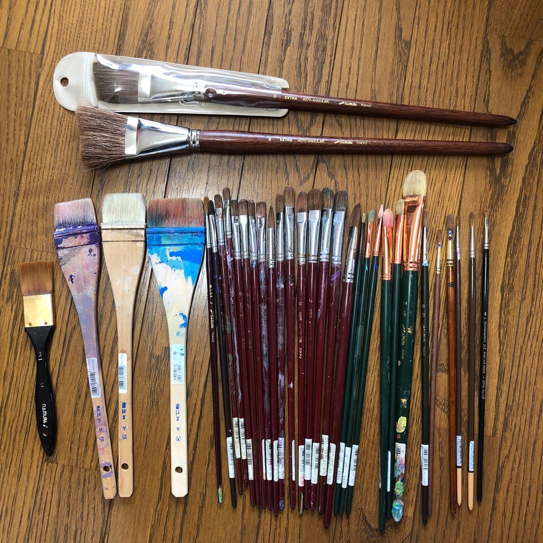 名村油彩筆25本ラファエル・レンブラント・刷毛【34本セット】オイル3本セット