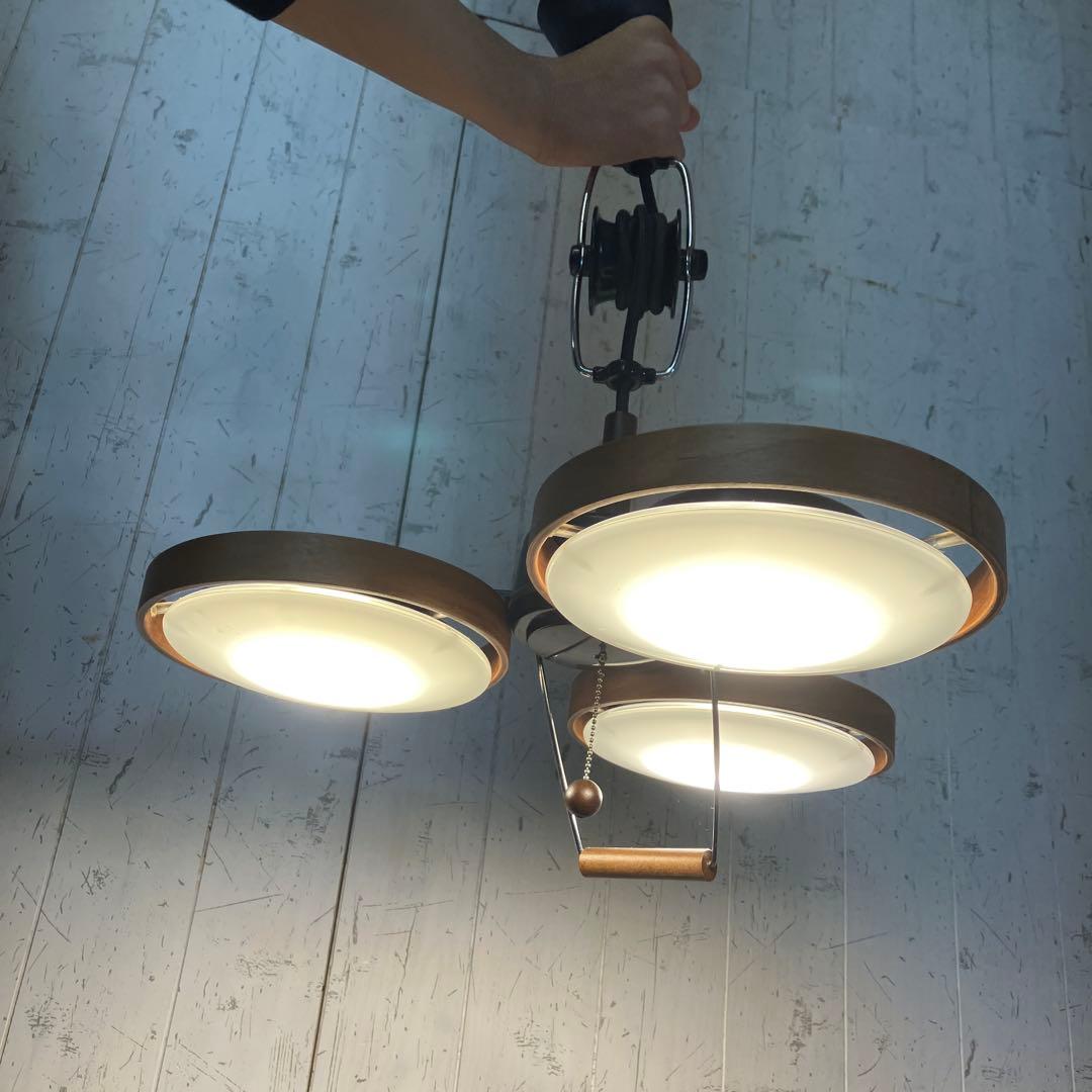 D-2 LED シーリングライト ペンダントライト ウッドシェード 3灯
