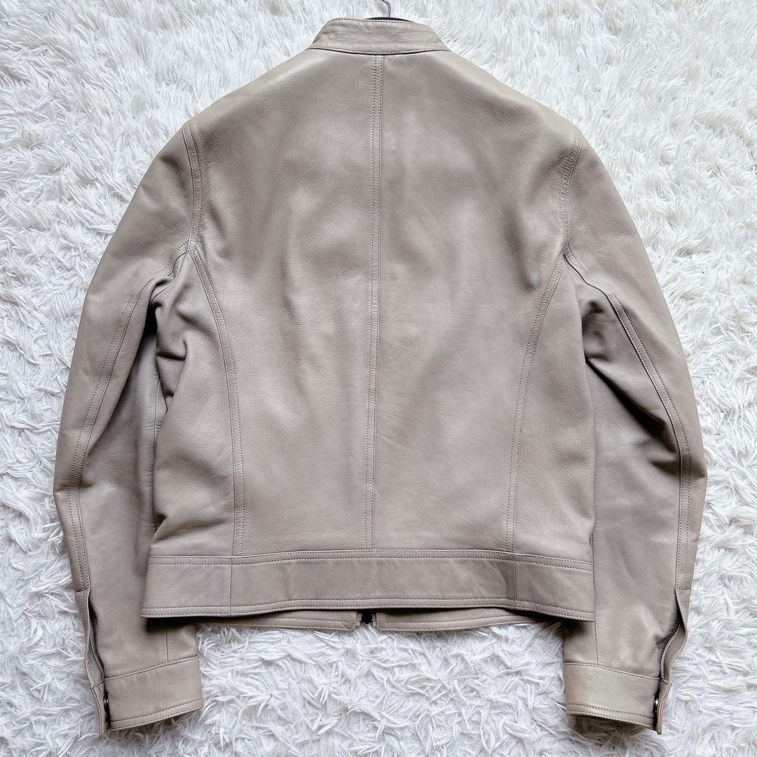 美品 エンメティ ラムレザー シングル ライダース アウター 46 伊製 高級