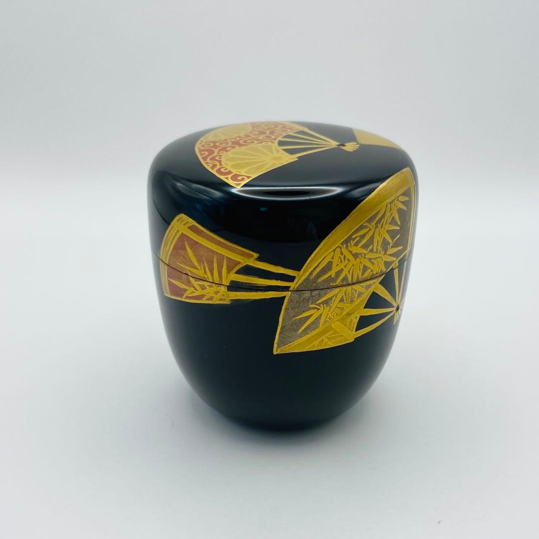中棗 扇面蒔絵 黒　宗祥　共箱入　茶道具　薄茶器　木製　漆芸　伝統工芸品