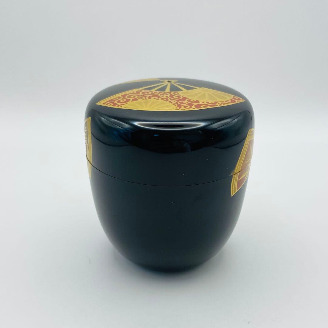 中棗 扇面蒔絵 黒　宗祥　共箱入　茶道具　薄茶器　木製　漆芸　伝統工芸品