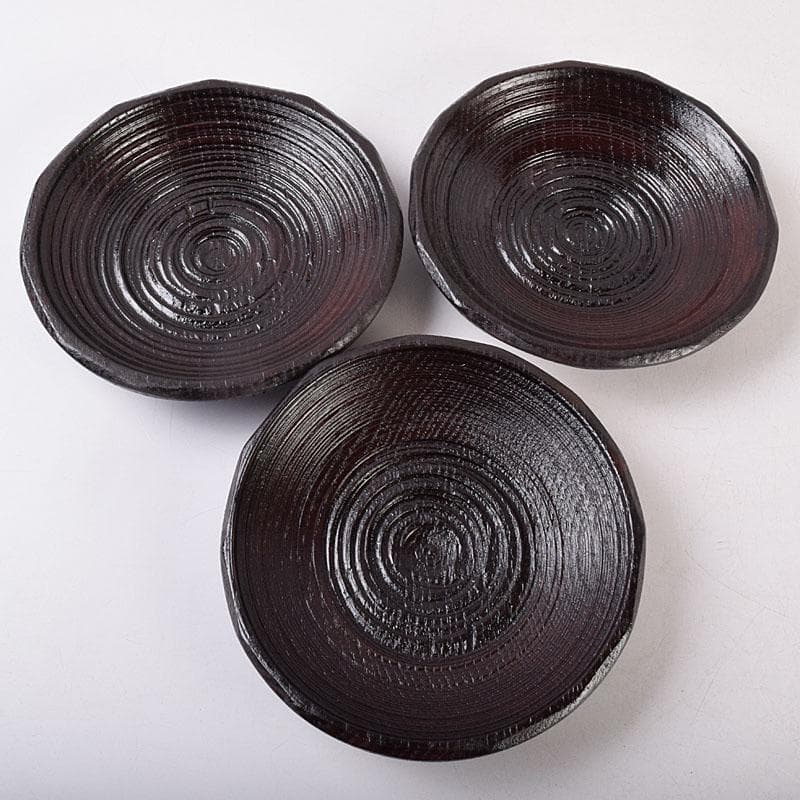 煎茶道具　漆芸家　村瀬治兵衛作　本漆　沢栗　茶托　五客　V　R8903