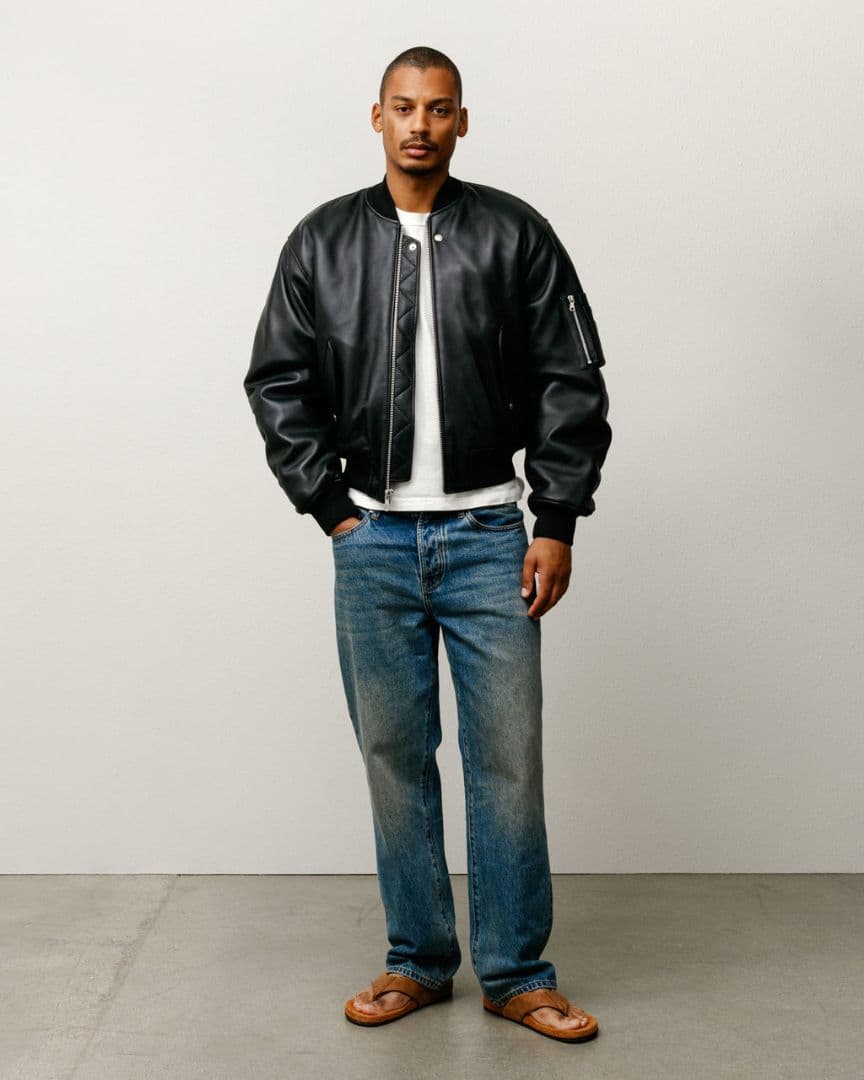 STUSSY LEATHER BUILT BOMBER Lレザージャケット
