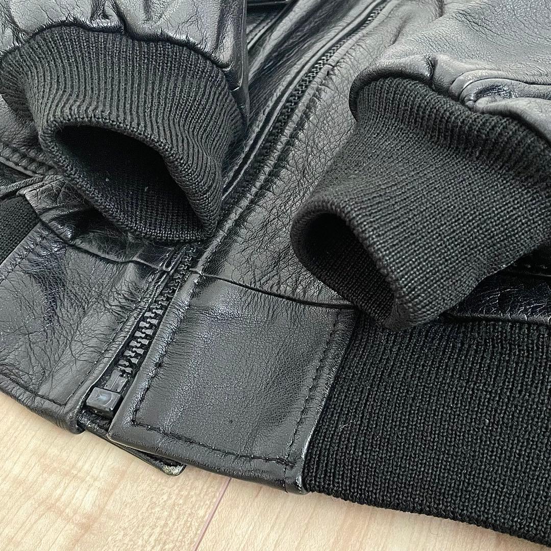 A2 G1 TYPE ヴィンテージ レザーフライトジャケット ライナー付き 黒