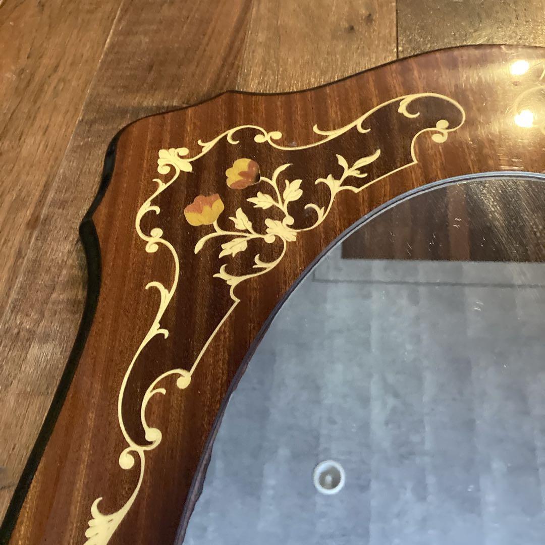 ヨーロッパアンティーク　壁掛鏡　大型　イタリア製　オーバル型　ヴィンテージ