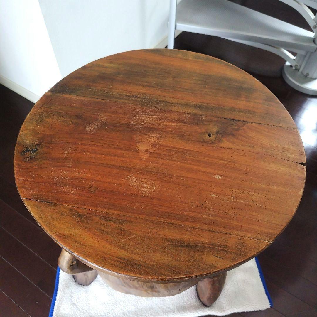 昭和レトロ当時物 原木 丸太テーブル 引き戸 収納付き