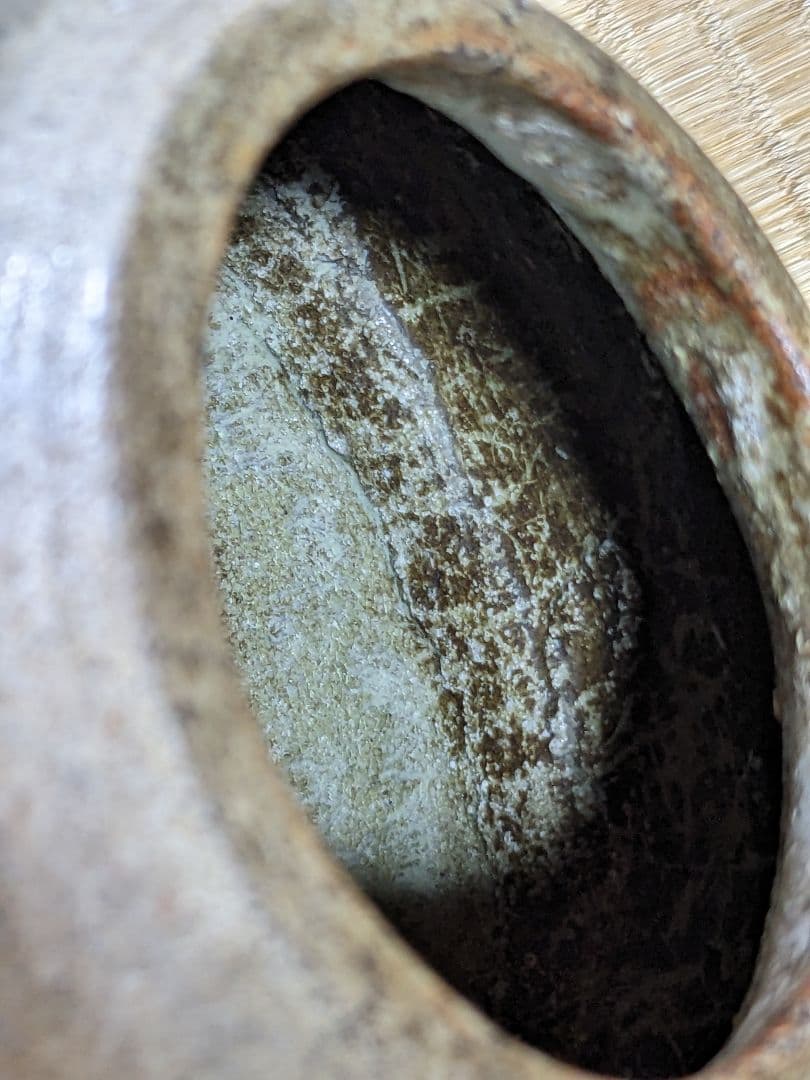 ♦古陶磁 壺 胴継ぎ 染付 藁灰釉 江戸時代 置物飾り 骨董品