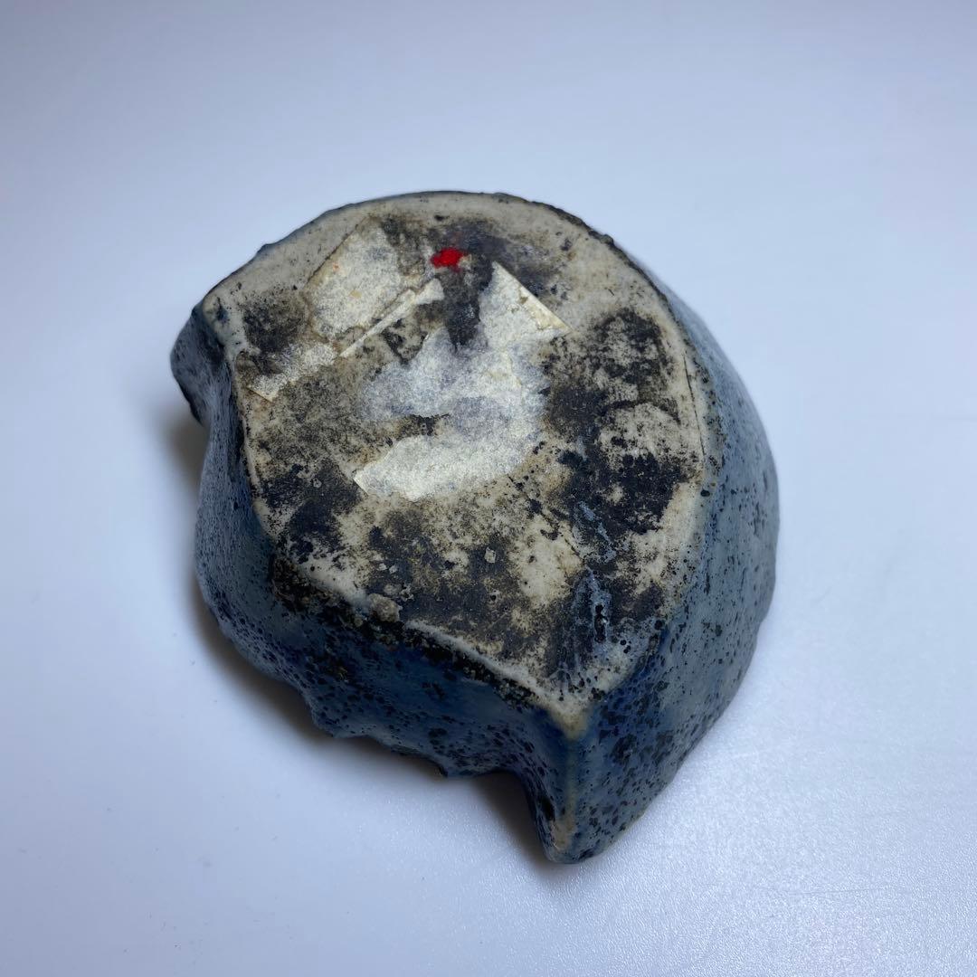 李朝　古窯　染付魚図水滴　幅約8㎝　東Y7-0331