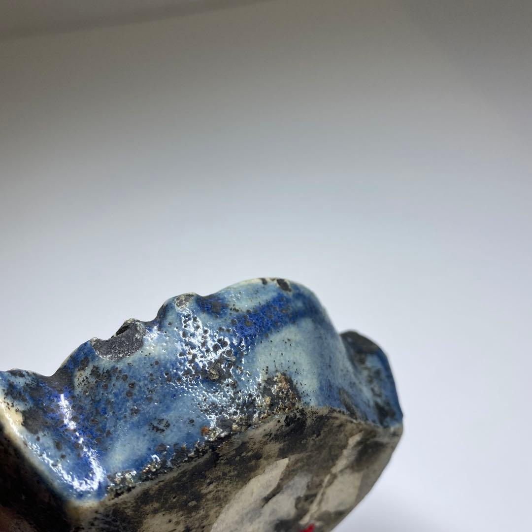 李朝　古窯　染付魚図水滴　幅約8㎝　東Y7-0331