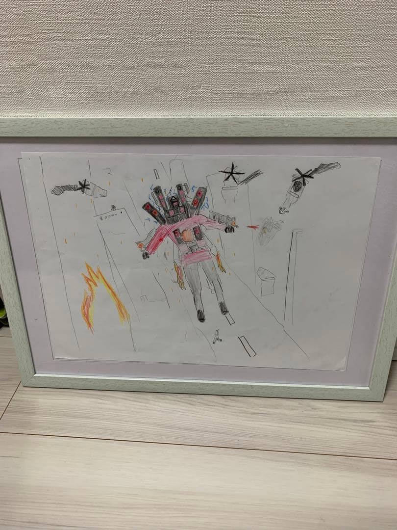 子供の絵　タイタンスピーカーマン　8歳　b4 skibity toilet