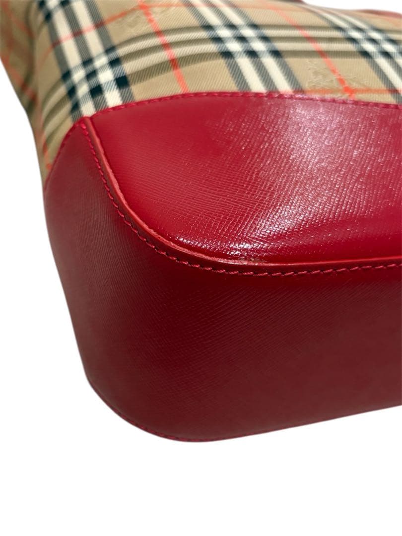 超希少 極美品 BURBERRYS バーバリーノバチェック ハンドバッグ レッド