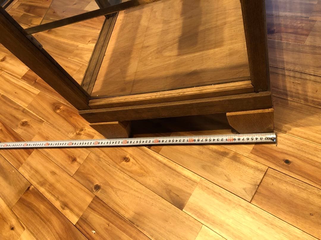 ガラスショーケース 中型 木製 ブラウン