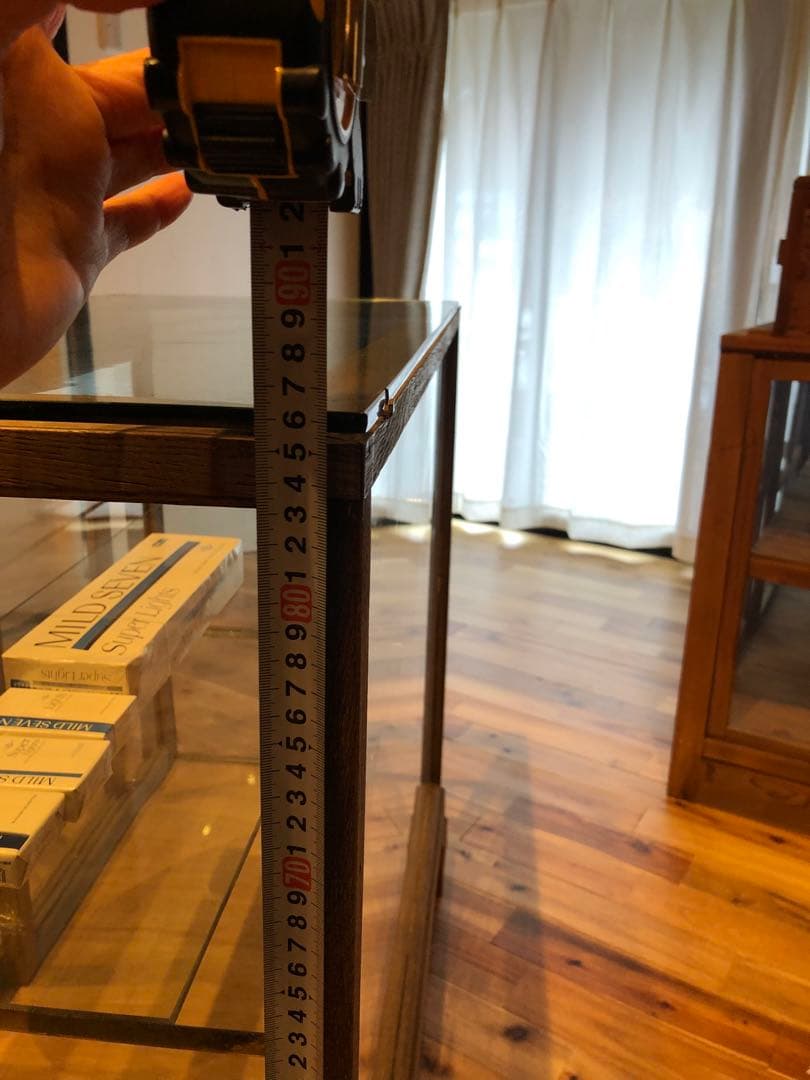 ガラスショーケース 中型 木製 ブラウン