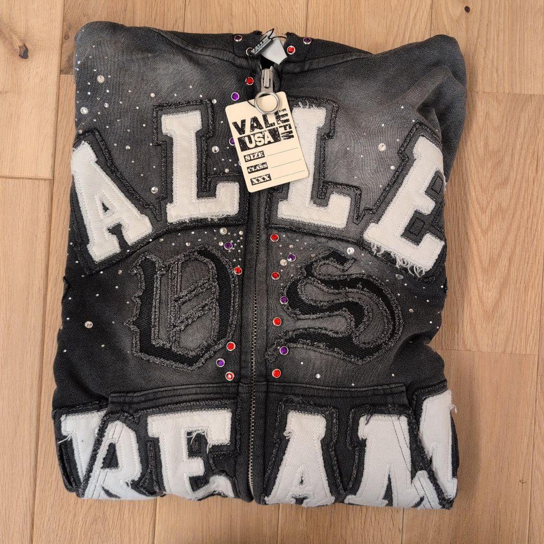 VALE FOREVER CLASSICO ZIP UP ストーン刺繍 XL 黒