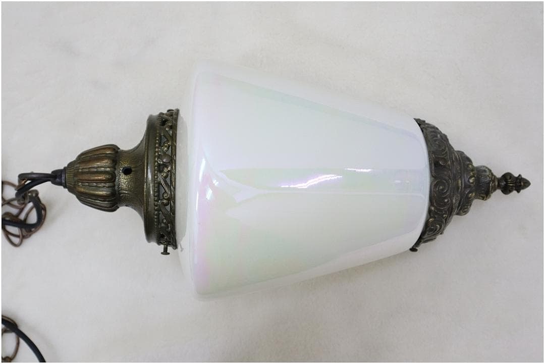 アンティーク調 ガラス ペンダントライト ランプ 1灯 真鍮 アールヌーボー