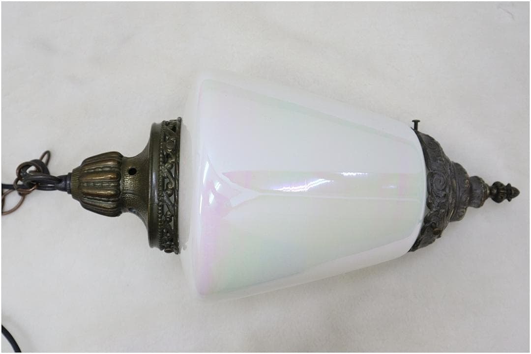 アンティーク調 ガラス ペンダントライト ランプ 1灯 真鍮 アールヌーボー