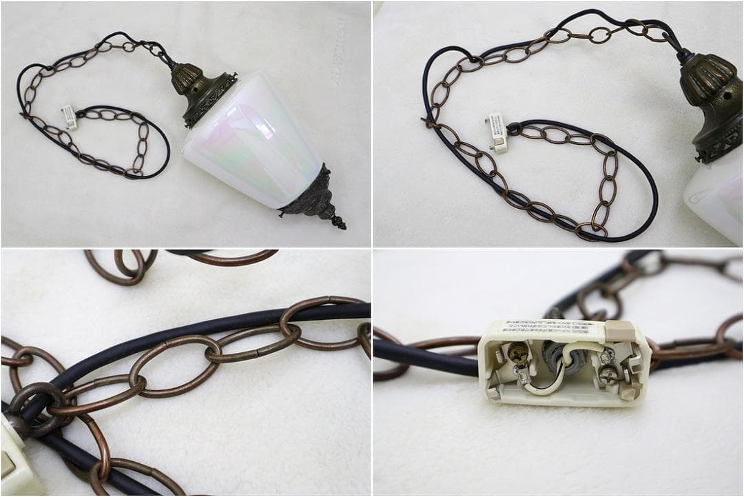 アンティーク調 ガラス ペンダントライト ランプ 1灯 真鍮 アールヌーボー