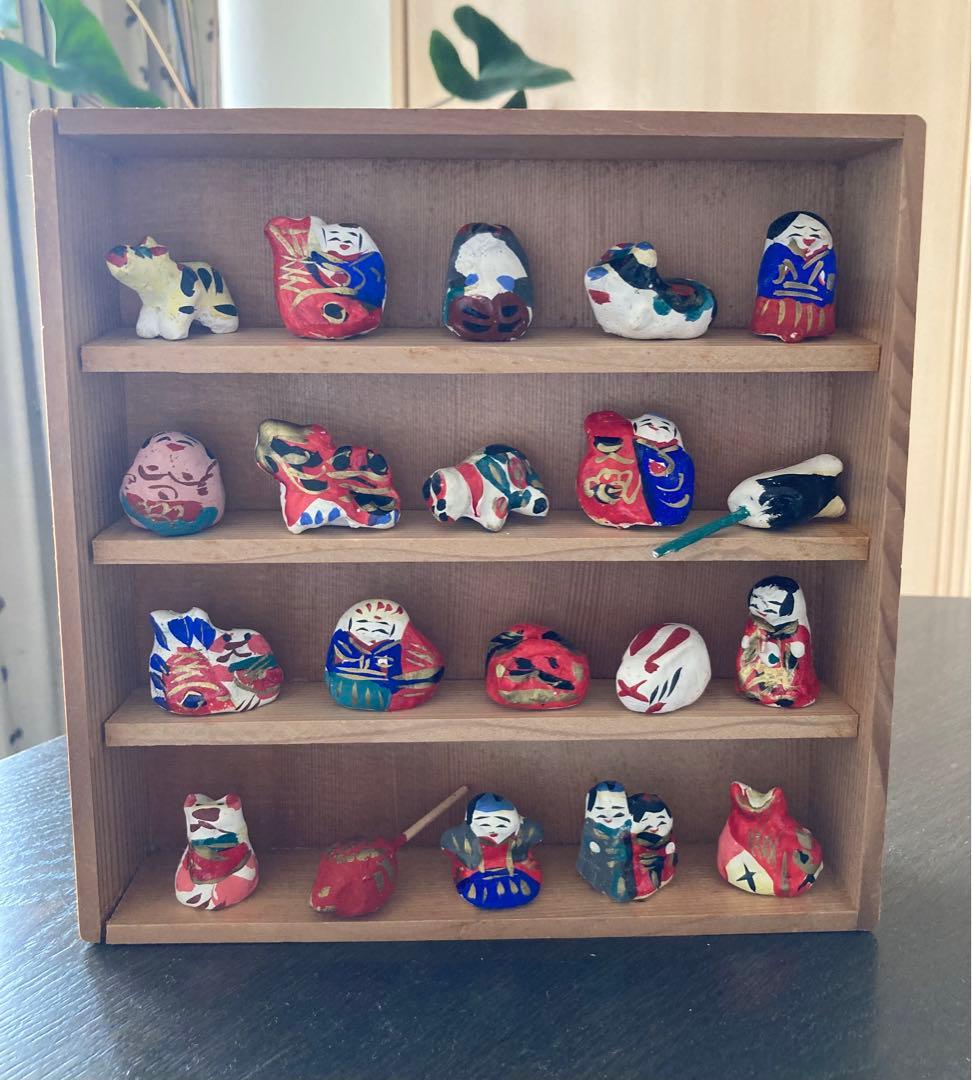 四国 高松・宮内フサの『つまみ人形』郷土玩具 陶器 置物セット