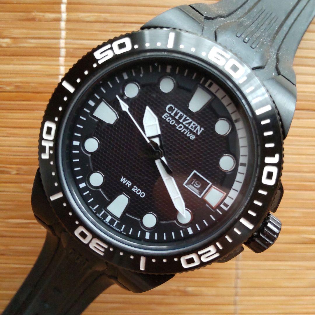美品【稼働品】CITIZEN/シチズン/エコドライブ/ダイバー/デイト/ブラック
