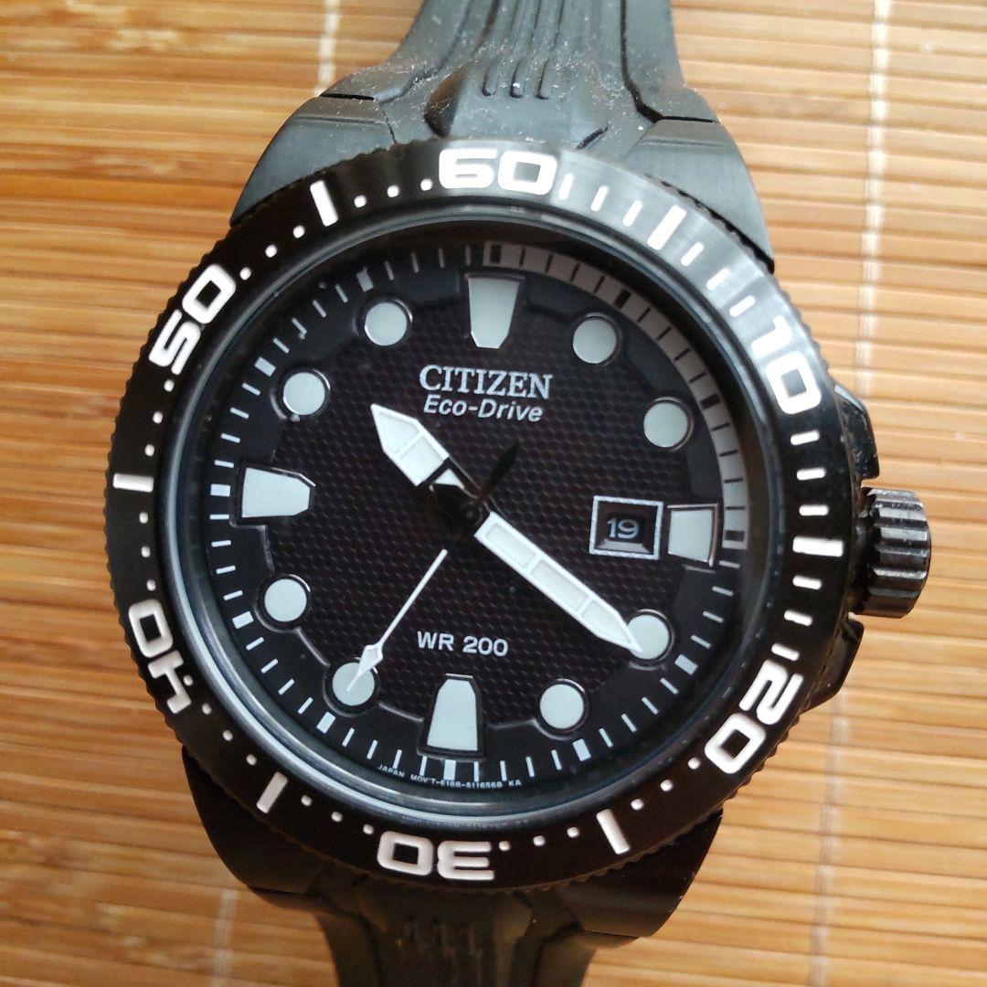 美品【稼働品】CITIZEN/シチズン/エコドライブ/ダイバー/デイト/ブラック