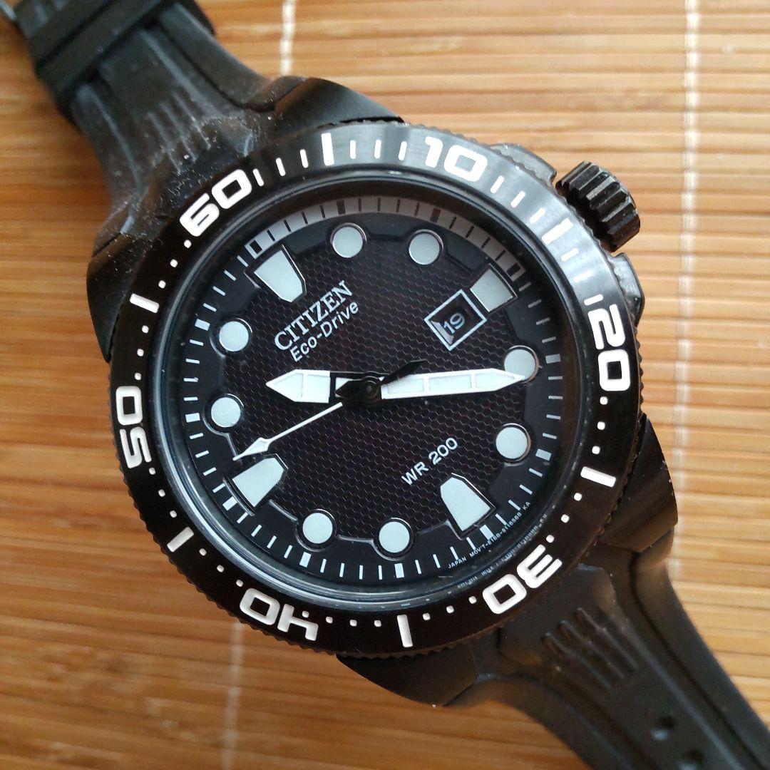 美品【稼働品】CITIZEN/シチズン/エコドライブ/ダイバー/デイト/ブラック