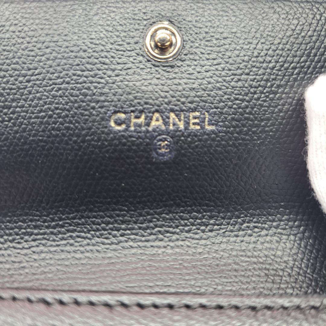 CHANEL　ココボタン　ブラック　 三つ折り財布