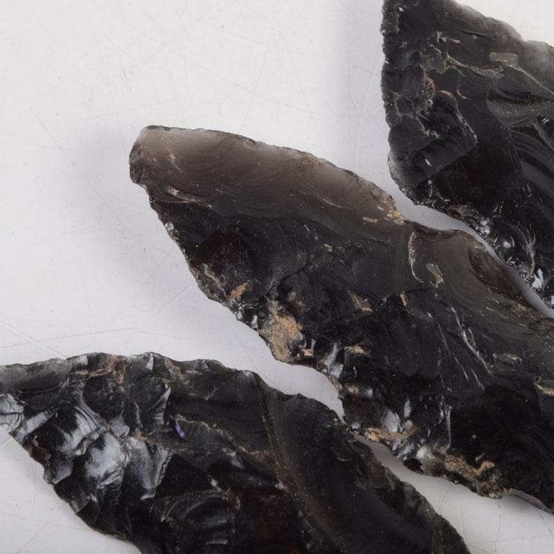 石器時代　黒曜石　矢尻　3点　時代箱付　N　9169